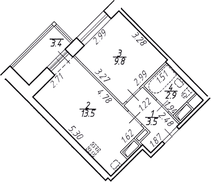 1-комнатная квартира 31.4 м², 3/16 эт., ЖК «Стороны Света»
